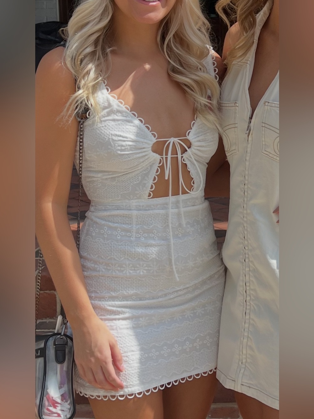 Sabo Skirt White Lace Tie-Front Mini Dress